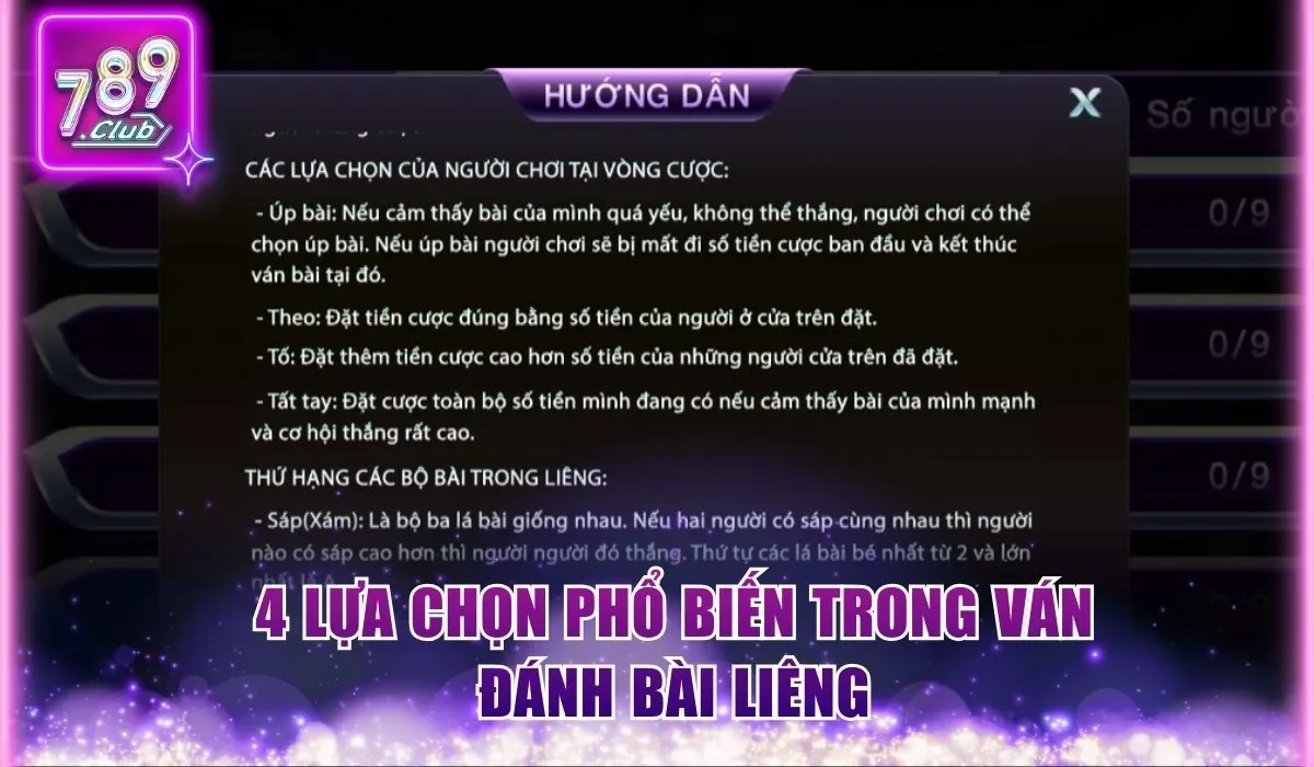 4 lựa chọn phổ biến trong ván đánh bài Liêng