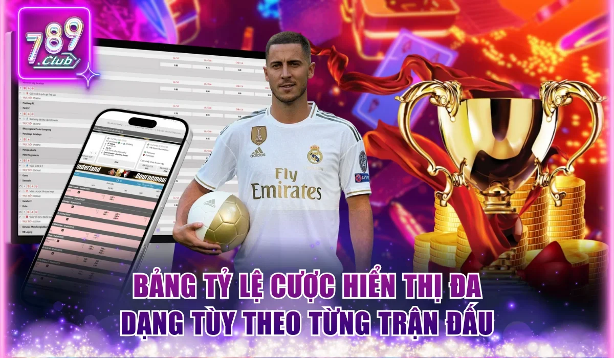 Bảng tỷ lệ cược hiển thị đa dạng tùy theo từng trận đấu