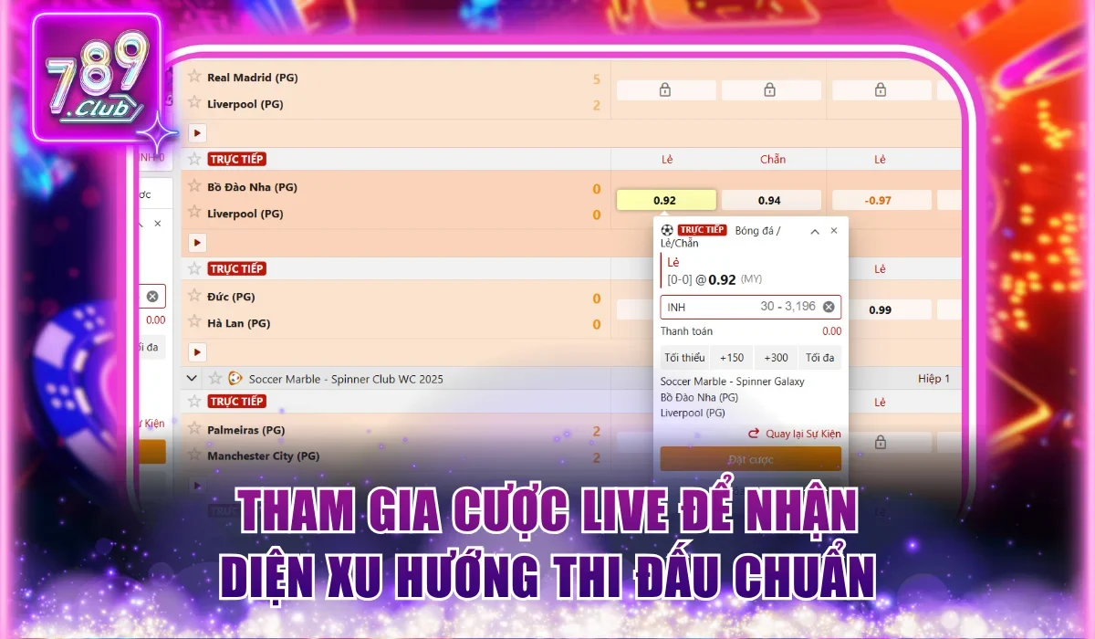 Tham gia cược live để nhận diện xu hướng thi đấu chuẩn